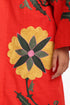Fully embroidered short coat in cotton slub with pockets